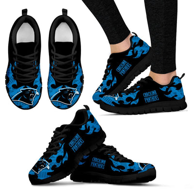 Tribal Flames Pattern Carolina Panthers Sneakers