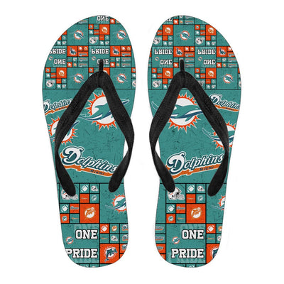 Colorful Pride Flag Miami Dolphins Flip Flops