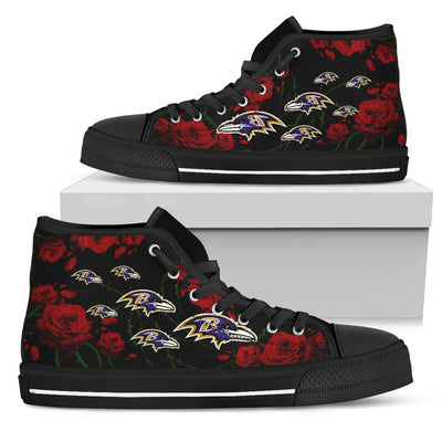 Lovely Rose Thorn Incredible Baltimore Ravens High Top Shoes