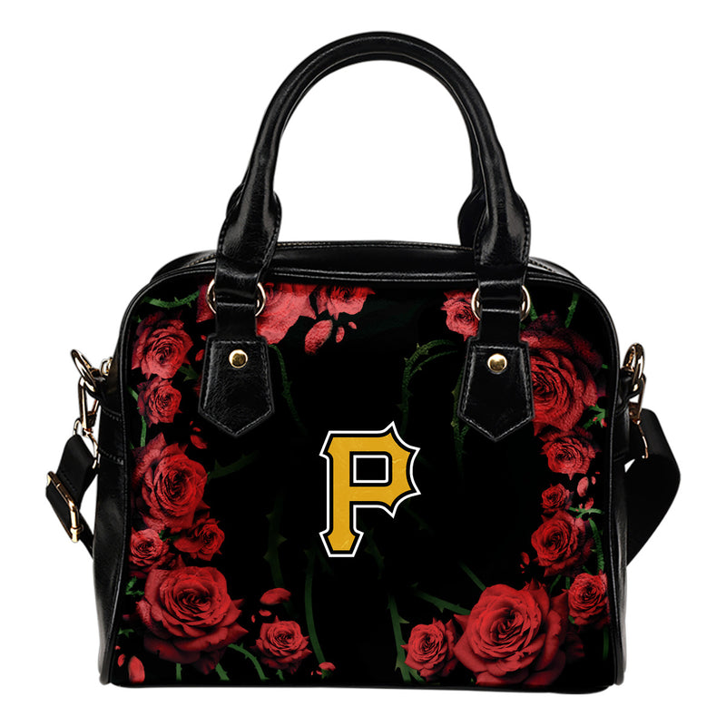 Valentine Rose With Thorns Pittsburgh Pirates Shoulder Handbags