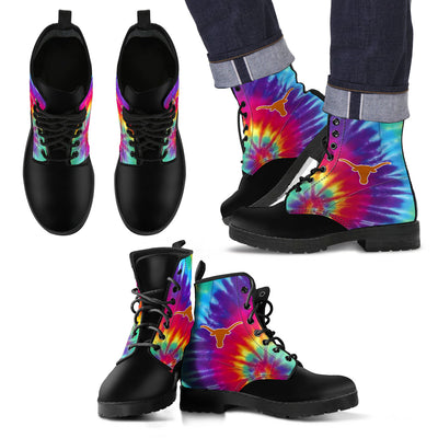 Tie Dying Awesome Background Rainbow Texas Longhorns Boots