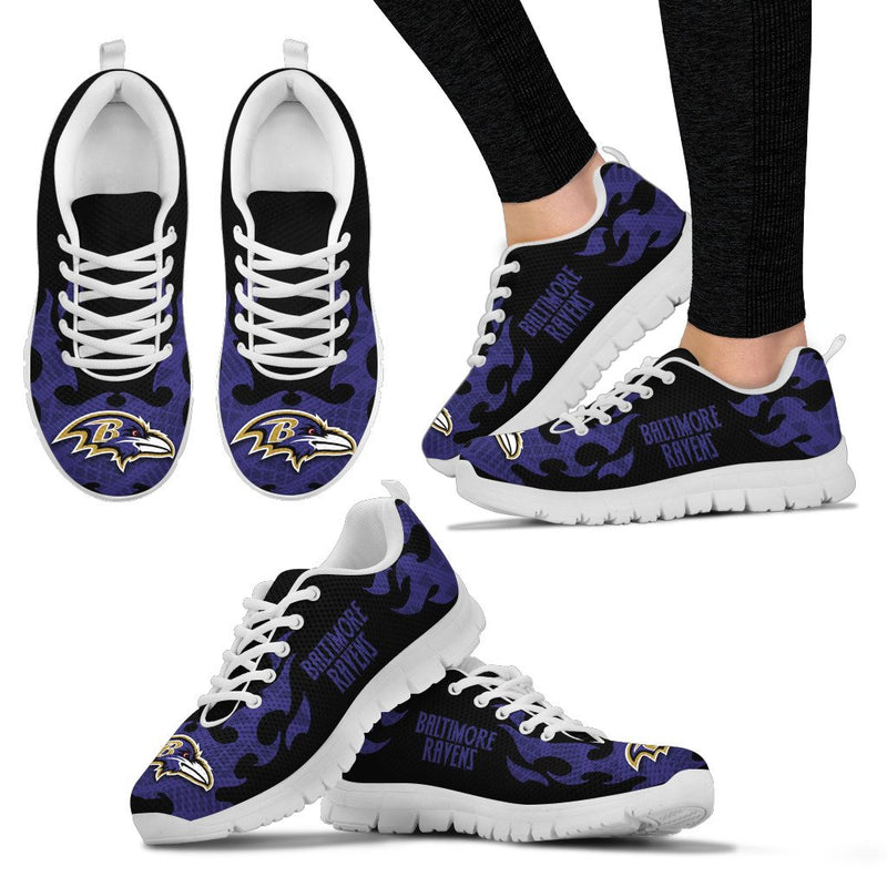 Tribal Flames Pattern Baltimore Ravens Sneakers