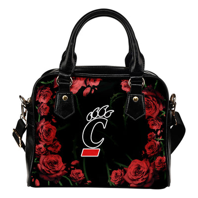 Valentine Rose With Thorns Cincinnati Bearcats Shoulder Handbags