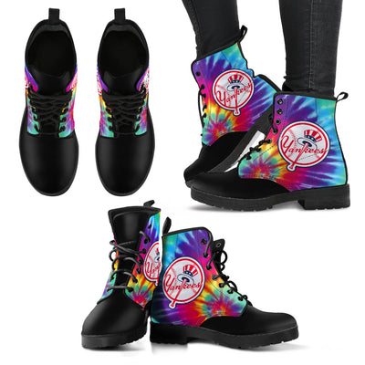Tie Dying Awesome Background Rainbow New York Yankees Boots