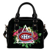 Floral Rose Valentine Logo Montreal Canadiens Shoulder Handbags