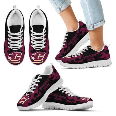 Tribal Flames Pattern Central Michigan Chippewas Sneakers