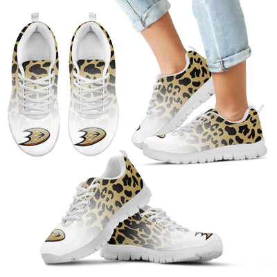 Custom Printed Anaheim Ducks Sneakers Leopard Pattern Awesome