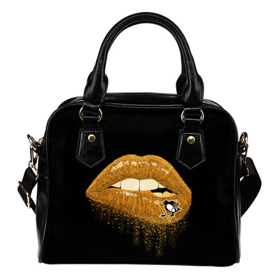 Beautiful Lips Elegant Logo Pittsburgh Penguins Shoulder Handbags
