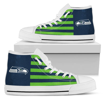 American Flag Seattle Seahawks High Top Shoes