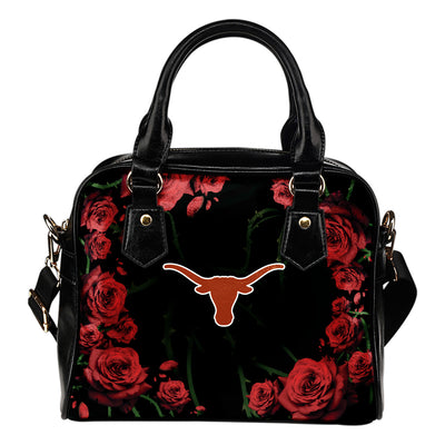 Valentine Rose With Thorns Texas Longhorns Shoulder Handbags