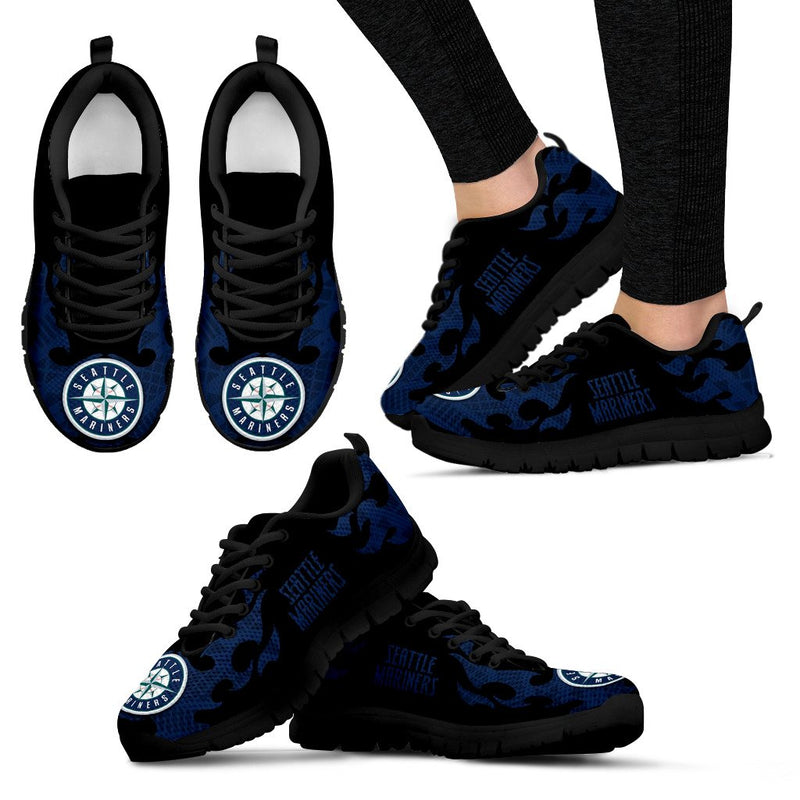 Tribal Flames Pattern Seattle Mariners Sneakers