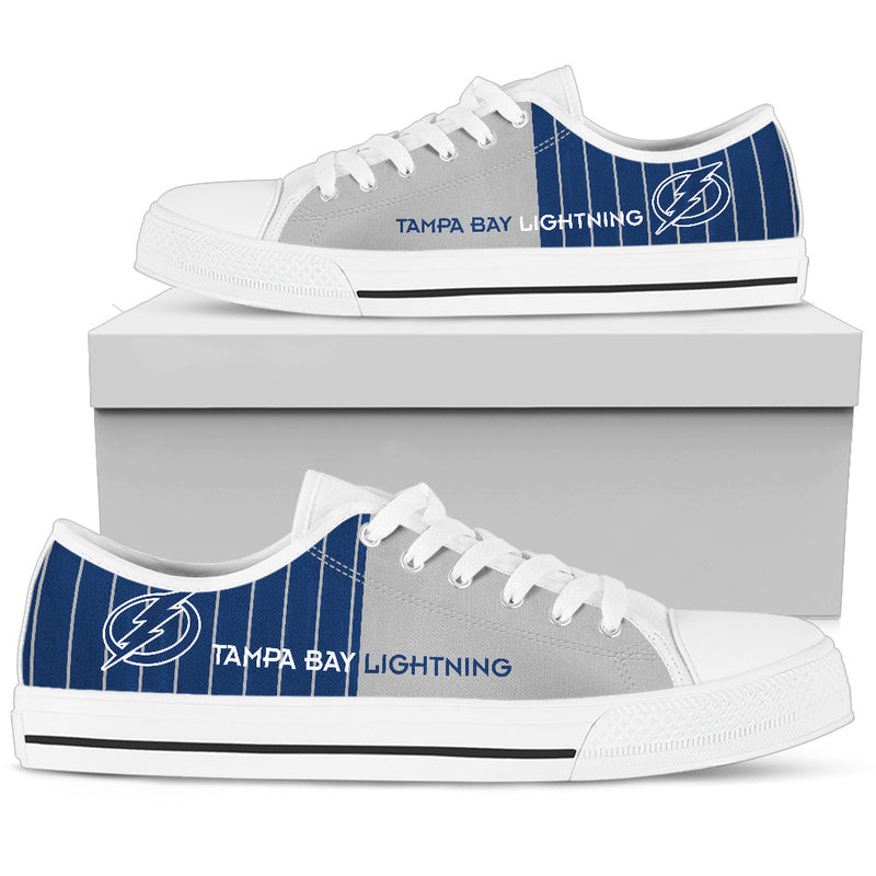 Cool Simple Design Vertical Stripes Tampa Bay Lightning Low Top Shoes