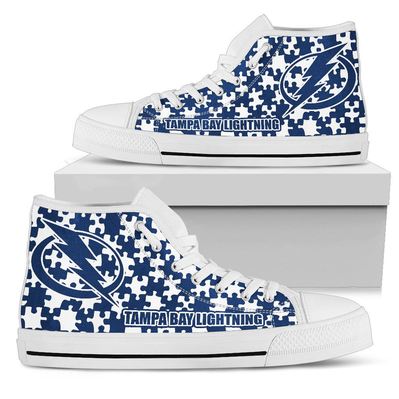 Puzzle Logo With Tampa Bay Lightning High Top Shoes