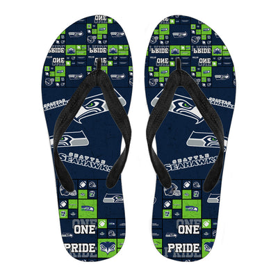 Pride Flag Seattle Seahawks Flip Flops