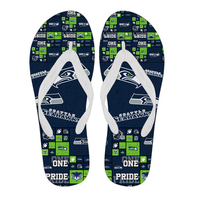 Pride Flag Seattle Seahawks Flip Flops