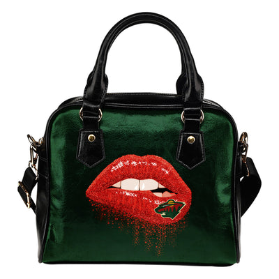 Beautiful Lips Elegant Logo Minnesota Wild Shoulder Handbags