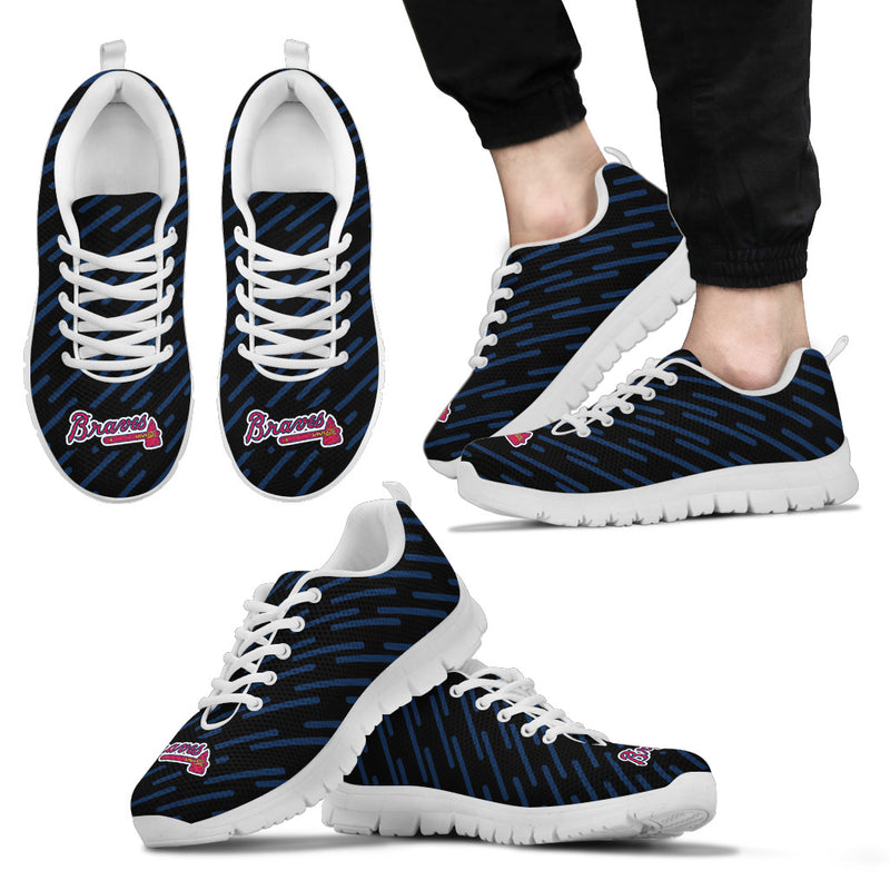 Marvelous Striped Stunning Logo Atlanta Braves Sneakers