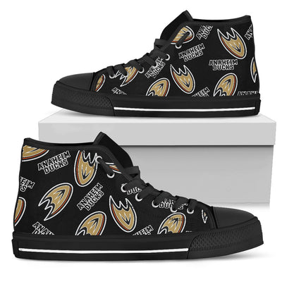 Script Logo Pattern Anaheim Ducks High Top Shoes