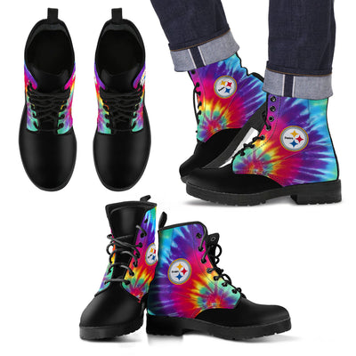 Tie Dying Awesome Background Rainbow Pittsburgh Steelers Boots