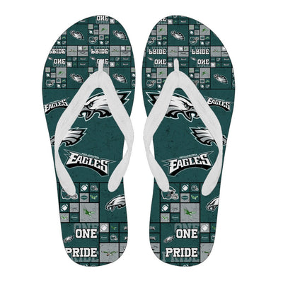 Colorful Pride Flag Philadelphia Eagles Flip Flops