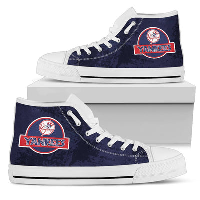 Cute Jurassic Park New York Yankees High Top Shoes