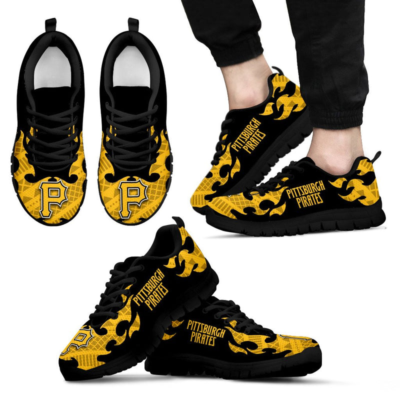 Tribal Flames Pattern Pittsburgh Pirates Sneakers