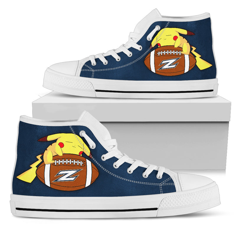 Pikachu Laying On Ball Akron Zips High Top Shoes