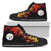 Fire Burning Fierce Strong Logo Pittsburgh Steelers High Top Shoes