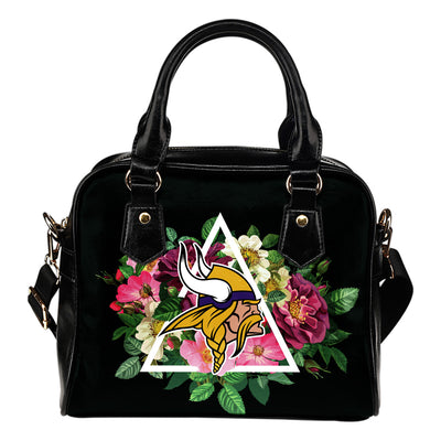 Great Minnesota Vikings Shoulder Handbags Floral Rose Valentine Logo