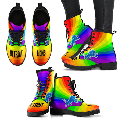 Colorful Rainbow Detroit Lions Boots