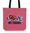 Love My Houston Texans Vertical Stripes Pattern Tote Bags