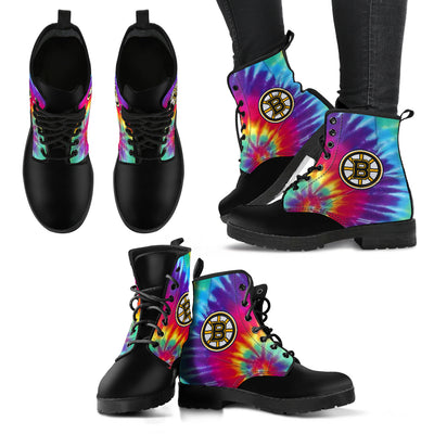 Tie Dying Awesome Background Rainbow Boston Bruins Boots