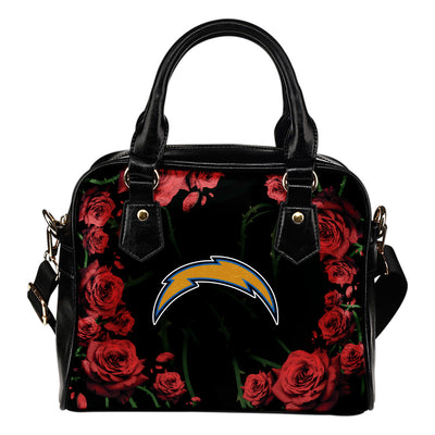 Valentine Rose With Thorns Los Angeles Chargers Shoulder Handbags