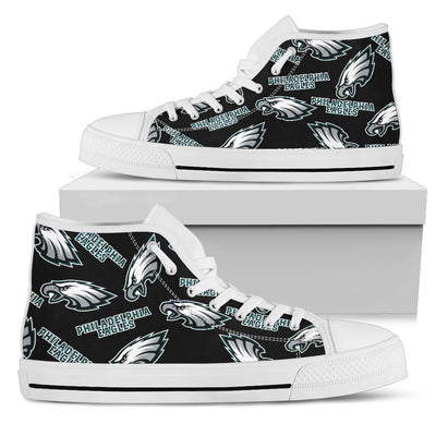 Script Logo Pattern Philadelphia Eagles High Top Shoes