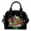 Floral Rose Valentine Logo Anaheim Ducks Shoulder Handbags