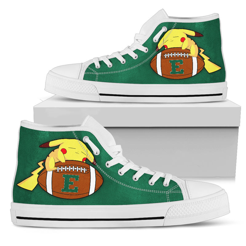 Pikachu Laying On Ball Eastern Michigan Eagles High Top Shoes