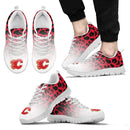 Custom Printed Calgary Flames Sneakers Leopard Pattern Awesome