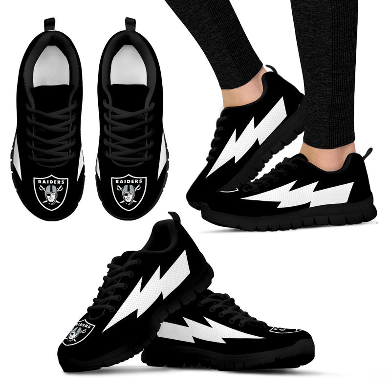 Cool Style Oakland Raiders Sneakers Thunder Lightning Amazing Logo