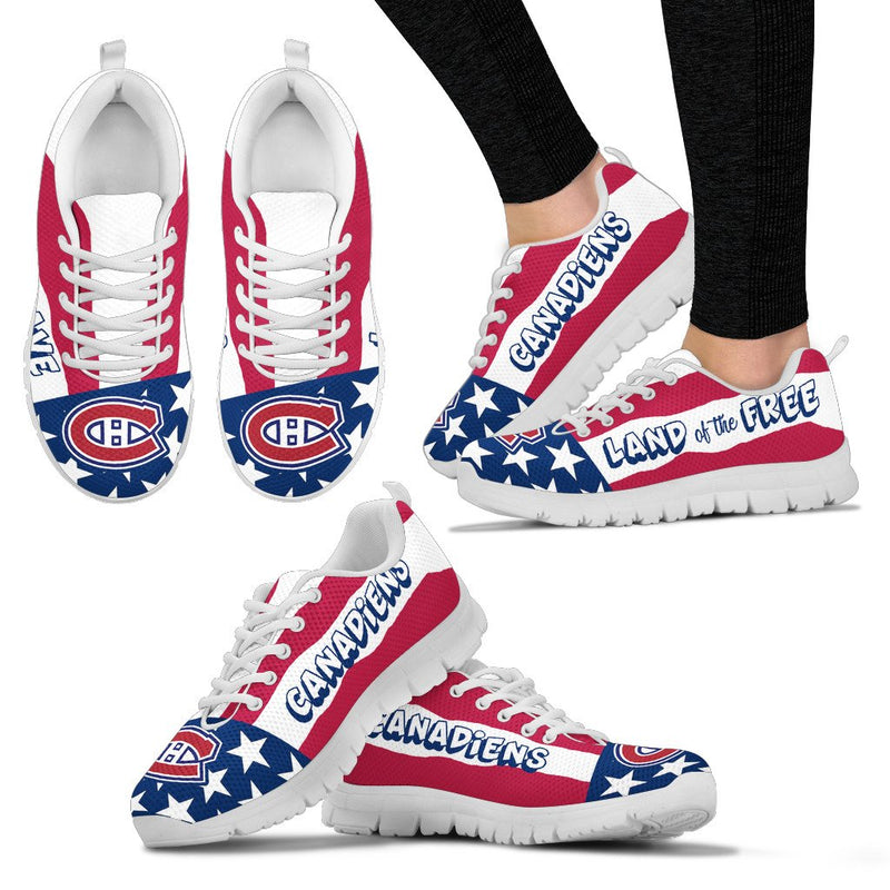 Proud Of American Flag Three Line Montreal Canadiens Sneakers
