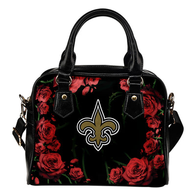 Valentine Rose With Thorns New Orleans Saints Shoulder Handbags