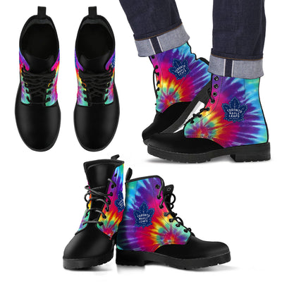 Tie Dying Awesome Background Rainbow Toronto Maple Leafs Boots