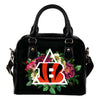 Lovely Cincinnati Bengals Shoulder Handbags Floral Rose Valentine Logo