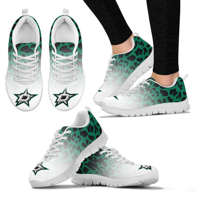 Custom Printed Dallas Stars Sneakers Leopard Pattern Awesome