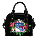 Floral Rose Valentine Logo New York Rangers Shoulder Handbags