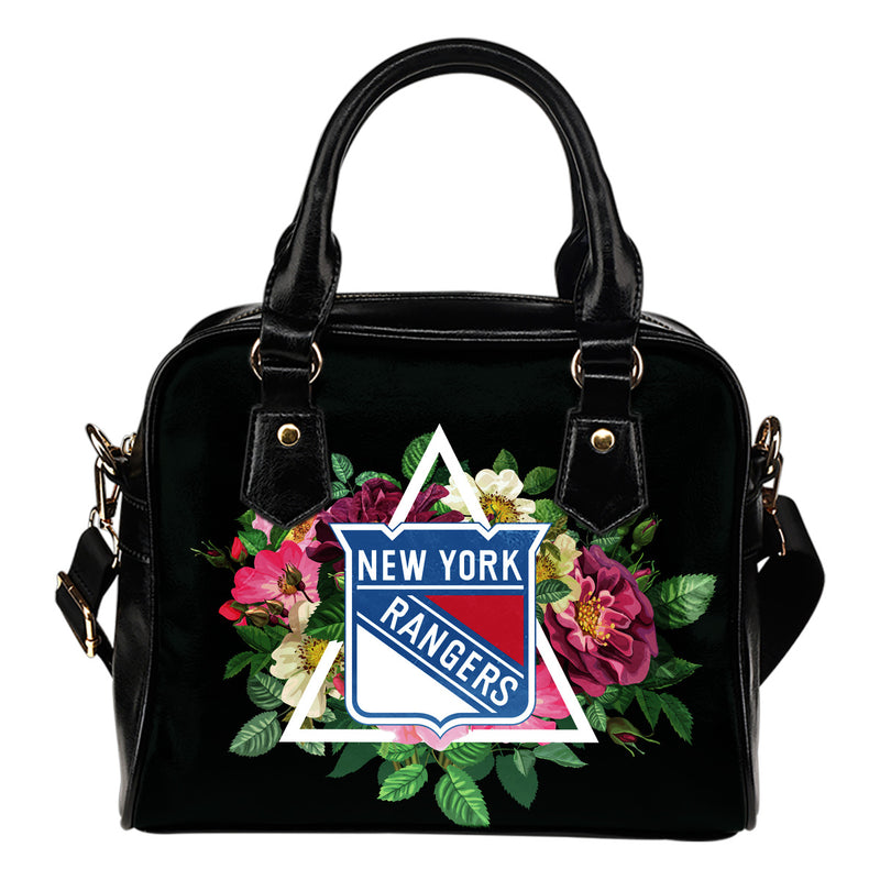 Floral Rose Valentine Logo New York Rangers Shoulder Handbags