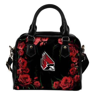 Valentine Rose With Thorns Ball State Cardinals Shoulder Handbags