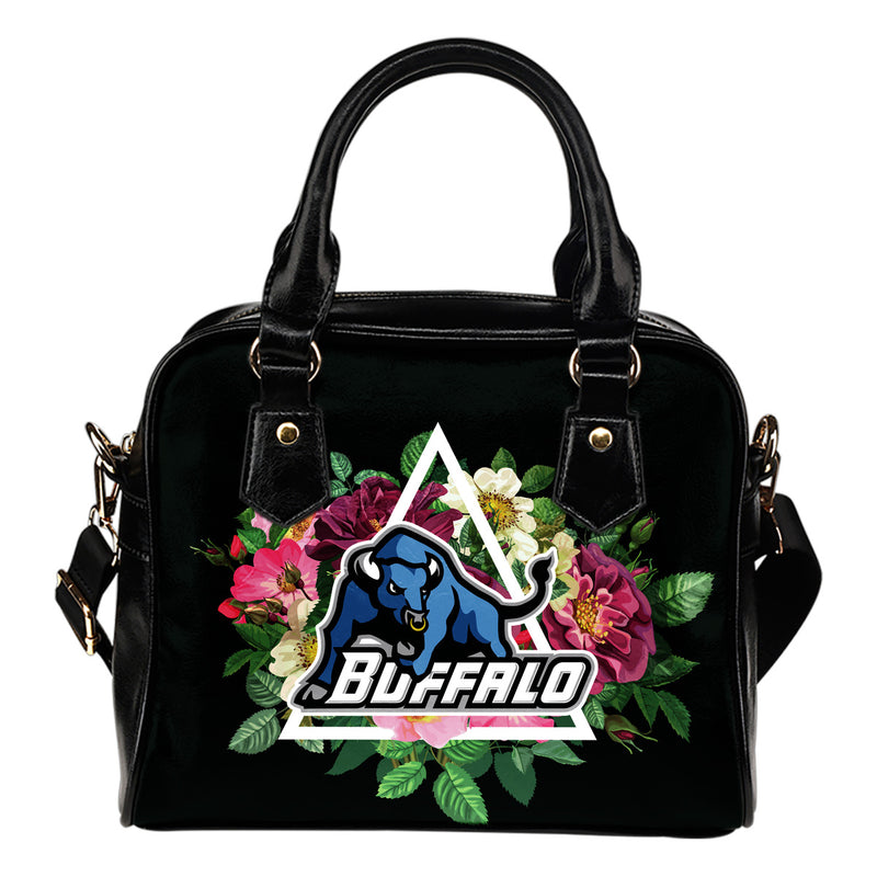 Floral Rose Valentine Logo Buffalo Bulls Shoulder Handbags