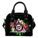 Floral Rose Valentine Logo Washington Nationals Shoulder Handbags