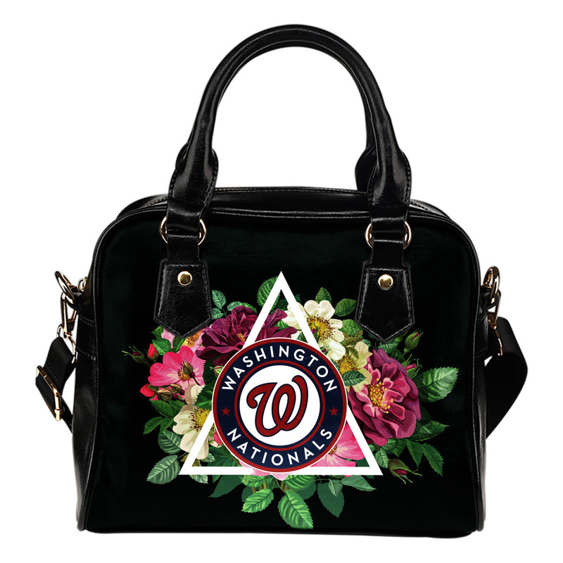 Floral Rose Valentine Logo Washington Nationals Shoulder Handbags