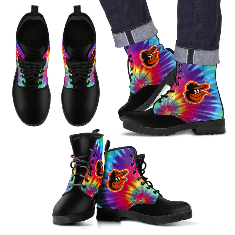 Tie Dying Awesome Background Rainbow Baltimore Orioles Boots